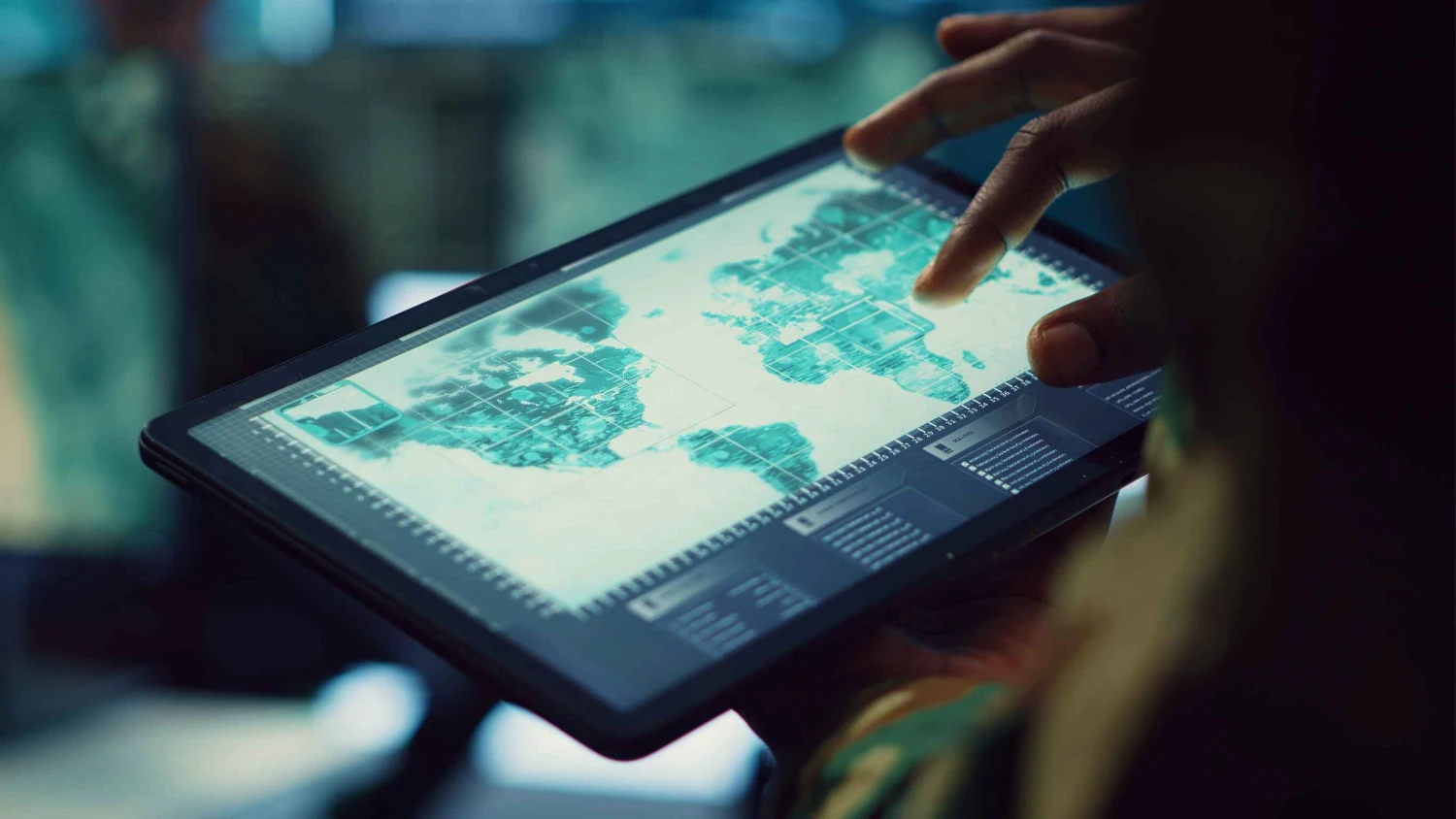 Tablet displaying a map